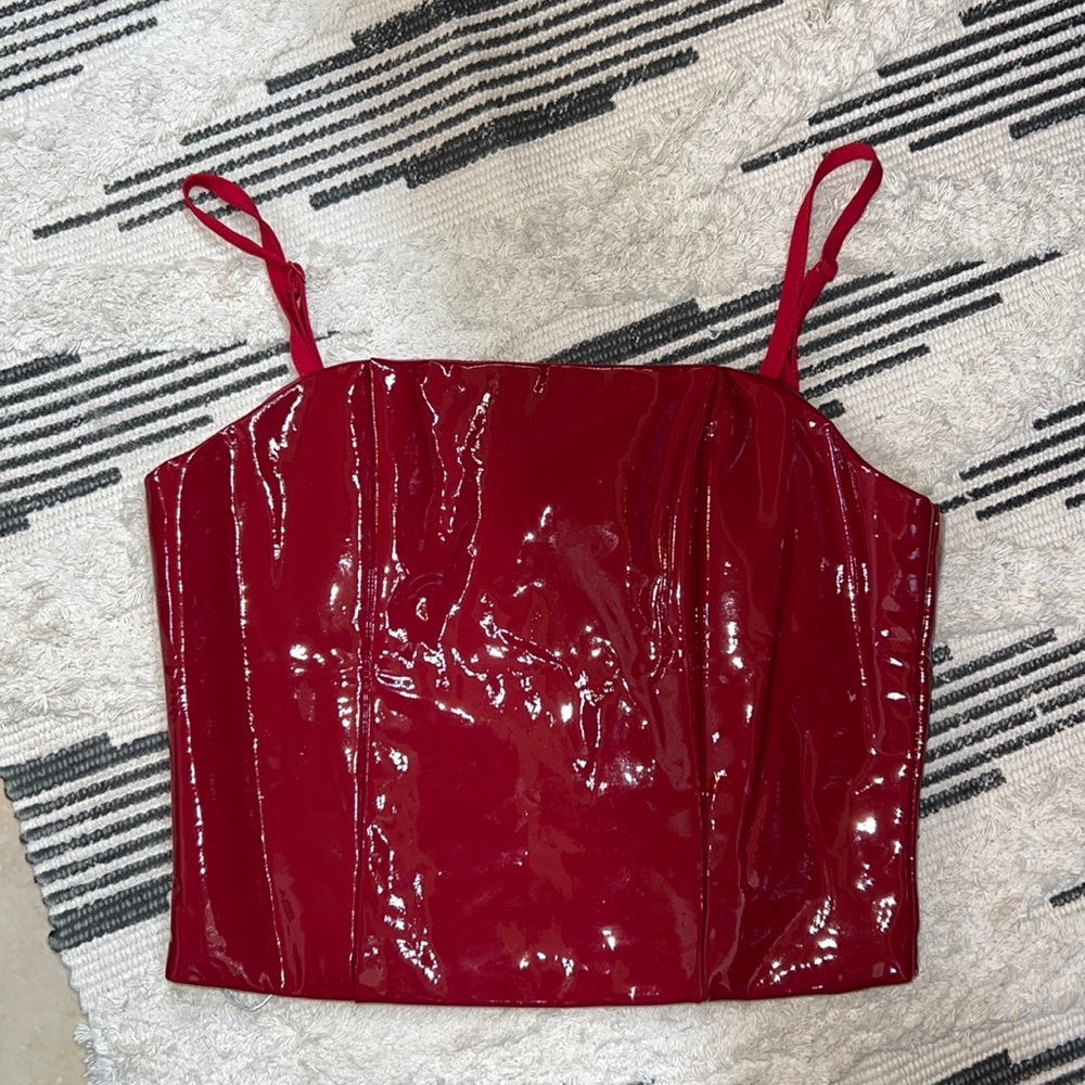 NWOT Superdown Liquid Latex Red Crop
